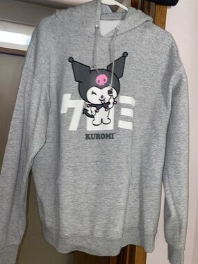 Sanrio Kuromi Gray Hoodie with Pink Accent